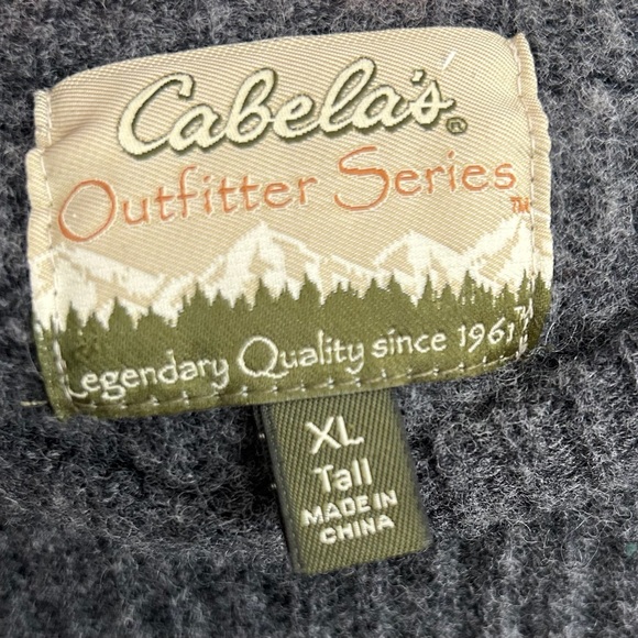 Cabela's Mens XLT Gray Lambswool Knit Pullover Sweater Shoulder Elbow Patch - Picture 4 of 8